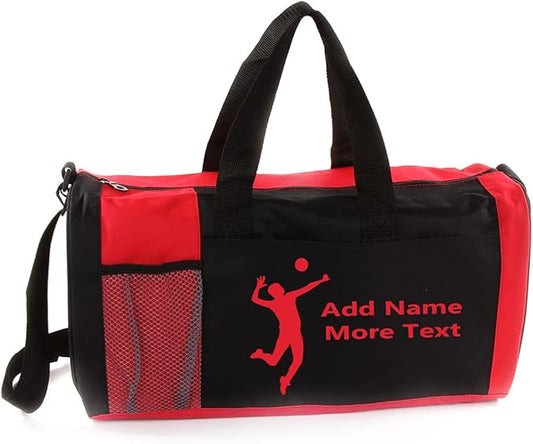 KishKesh Personalized Sport Duffel Bag – Ideal for Volleyball Players, Gym, Travel, Training & Workout Essential for Male – Durable, Customizable Name & Text for Kids and Adults – Red, 18" X 10" X 8"