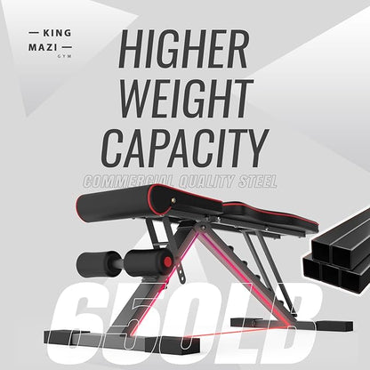 Adjustable Weight Bench, Exercise Workout Bench for Full Body Workout- Multi-Purpose Foldable Bench, Folding Dumbbells Bench with Resistance Band Set