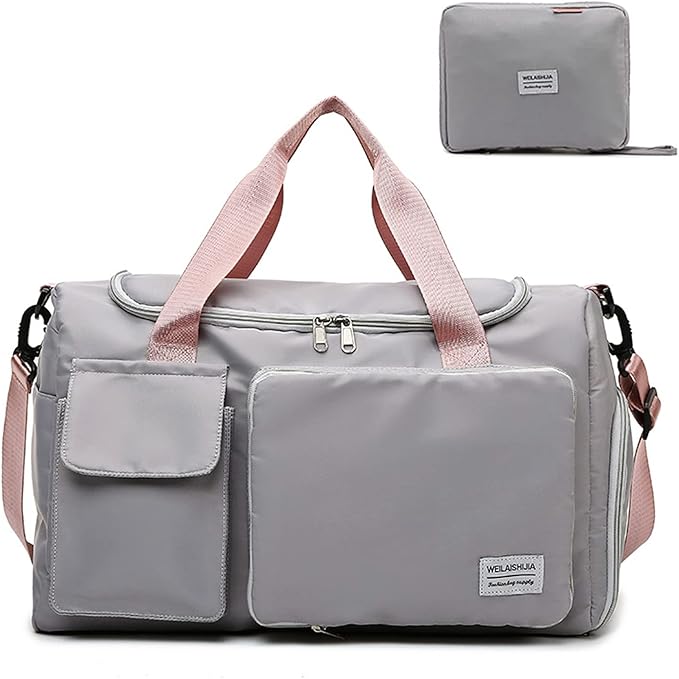 Travel Bag, Large Capacity Folding Travel Bag, Sports Gym Bag with Wet Pocket & Shoes Compartment, Foldable Travel Duffel Bag, Weekender Overnight Bag for Women and Man