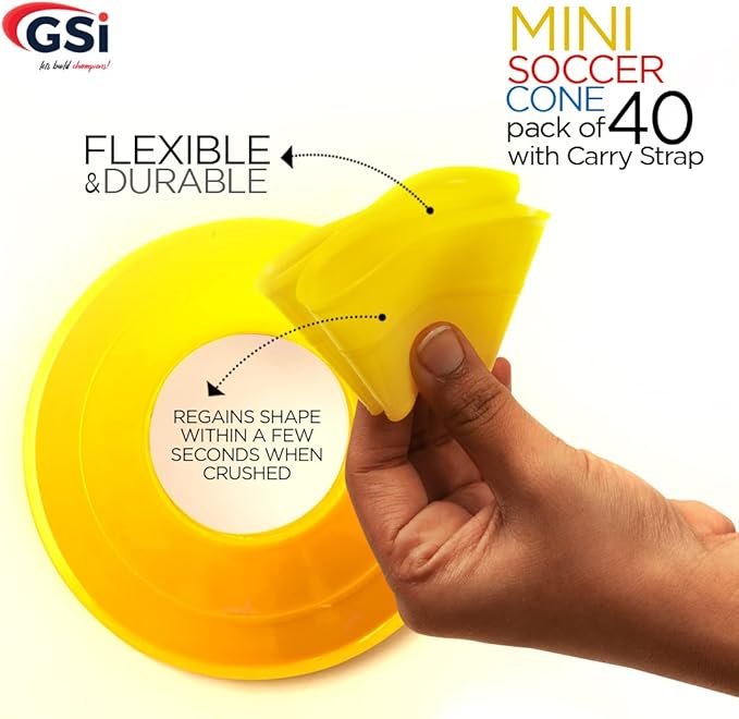 GSi Sports Training Cones for Agility Drills – Soccer & Basketball Multi-Sport Field Markers, Durable Flexible Cones in Multiple Shapes & Packs (20–80 Pack)