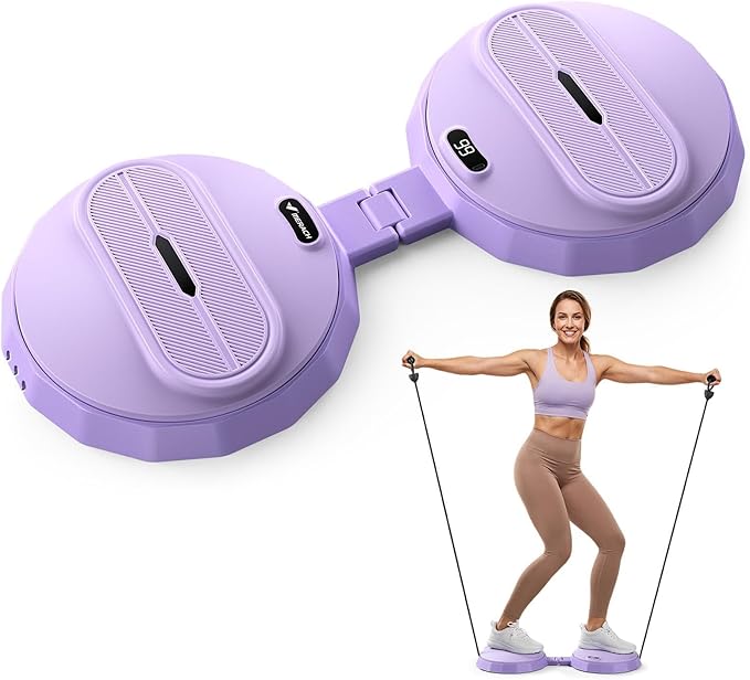 Merach Foldable Twist Board, Waist Twister Machine Exercise with Counter - Silent Ab Twister Board for Home Workout, Abs Exercise for Women & Men, Portable Waist Twisting Machine for Core, Legs & Arms