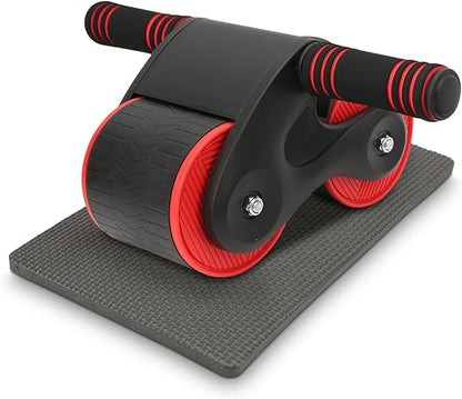 Abdomina Roller Workout Exerciser Equipment , Automatic rebounds Abdominal Wheel , Abdominal Roller Machine with Knee Pad for Abdominal Core Strength Training , Home Gym Fitness for Men Women(Red)