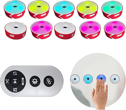 Reaction Training Light, Speed Agile Reaction Lamp, Last 10 Hours, 10cm Height Sensing Distance, 4 Light Color, 4 Mode, for Physical Training, Hand-Eye Coordination Training(A Set of 10 Lamps)