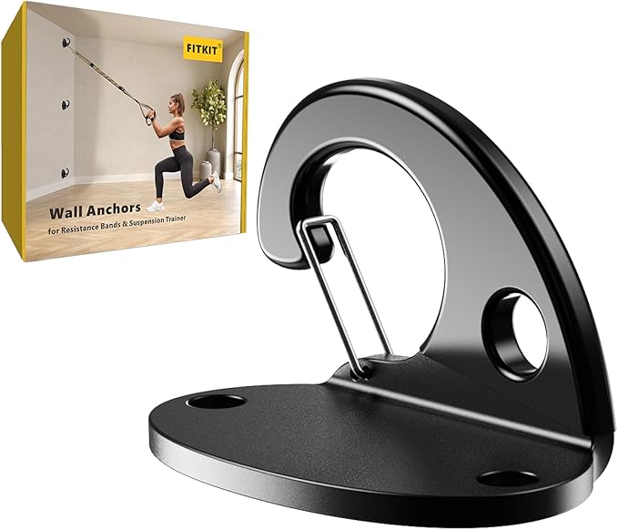 FITKIT 3-Pack Resistance Band Wall Anchor Set, No Weld Wall Mount for Exercise Bands & Suspension Straps – Compact Strength Training Kit for Home Gym Workouts & Physical Therapy