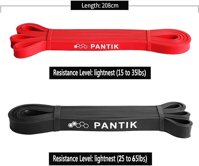 Resistance Bands Set with Door Anchor for Women and Men Pull up Bands Exercise Loop Band for Body Stretching Powerlifting Yoga Pilates Resistance Training red Black