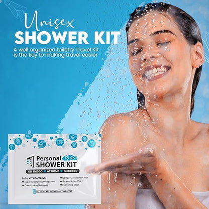 Compact Personal Shower Kit To-Go– Your Hygiene Companion for Travel, Gym, Camping | Shower on the Go | Shampoo, Soap, Towel. All in One (10)