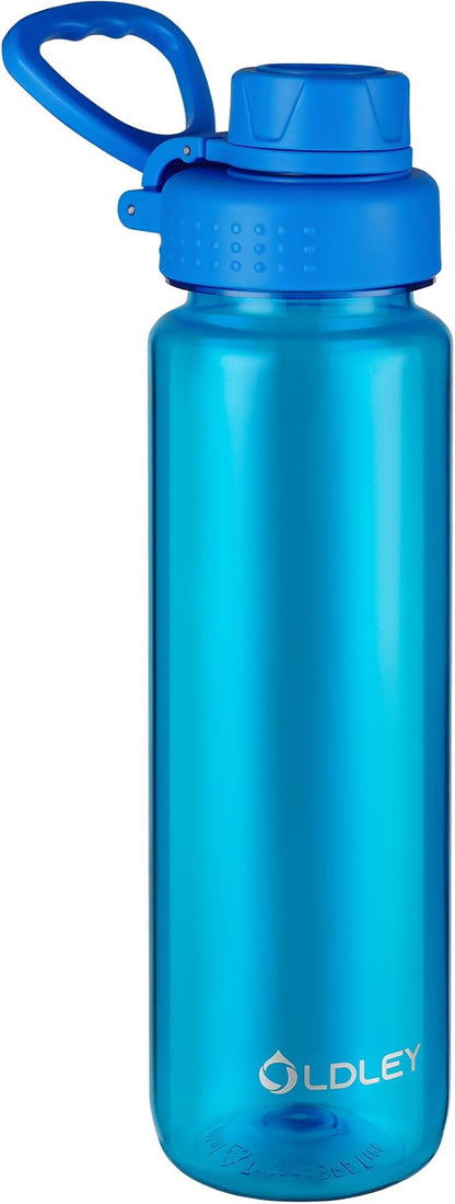 OLDLEY 32 oz Water Bottle, Sports Tritan Water Bottle with Carry Handle and Spout Lid, Leakproof & BPA Free Large Water Bottles for Home,Travel, School, Outdoors, Gym,Blue