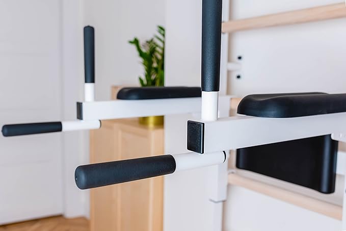 Wooden Swedish Ladder Wall Stall Bar - Indoor Chin Up Bar Workout Equipment for Home Exercise, Physical Therapy, Gymnastics, Fitness