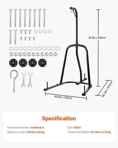 VEVOR 2 in 1 Punching Bag Stand, Steel Heavy Duty Workout Equipment,Freestanding Sandbag Rack,for Home Gym Fitness