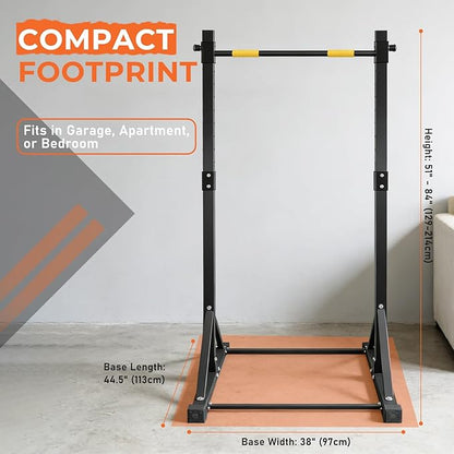 Power Tower Pull Up Bar Station - 440LBS Heavy Duty Home Gym Equipment - Adjustable Height (4.2ft-7ft) Free Standing Chin Up Bar with Zero-Wobble Triangular Base for Strength Training & Calisthenics