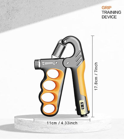 Grip Strength Trainer with Automatic Counter, Hand Gripper Strengthener, 11-220 lbs (5-100 kg) Adjustable Forearm Exerciser, Suitable for Athletes Musicians and Hand Rehabilitation Trainers