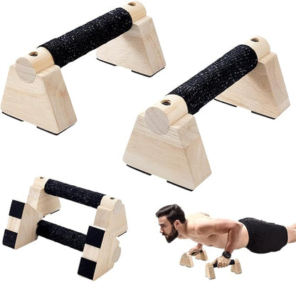 AHANDMAKER Wooden Parallettes Bars for Handstand Training in Natural Bisque Calisthenics Equipment Push Up Bars Dip Stands for Home Gym Strength Training Men Fitness Essentials