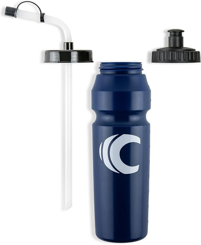 Cannon Sports 1 Liter Sports Water Bottle, BPA-Free, 34 Oz Capacity, Large Mouth, 2 lids (Straw and Squeeze), Great For Helmet Sports Such As Hockey, Lacrosse, Football, Boxing (6 Pack) (Navy)