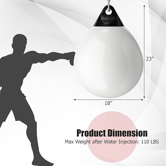 GYMAX Punching Bag, Water Aqua Bag w/Water Injector & Hanging Accessories, Folding Heavy Duty Boxing Bag for Home Gym, Boxing Training Equipment for Adults
