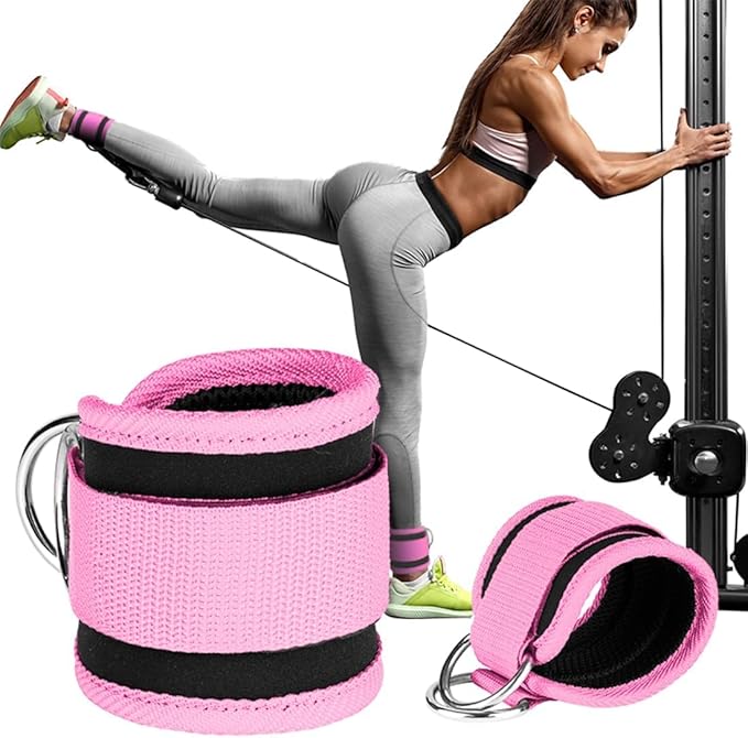 Ankle Strap Ankle Resistance Band Wrist Cuff Padded Strap Adjustable Fitness Glute Kickback D-Ring for Cable Machine Gym Foot Leg Training Brace Support 1 Pack