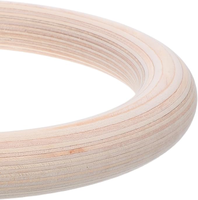 Wood Gymnastic Rings 2pcs Set with Adjustable Straps, 28mm Birch Wood Pull up Rings for Adults, Calisthenics Equipment for Home Strength Training and Full Body Workout
