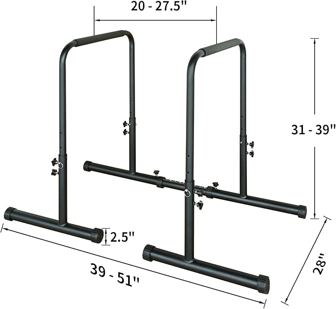 Dip Station Functional Heavy Duty Dip Stands Fitness Workout Dip bar Station Stabilizer Parallette Push Up Stand, Adjustable Dip Bar Station for Home Gym, Calisthenics & Upper Body Workout Equipment