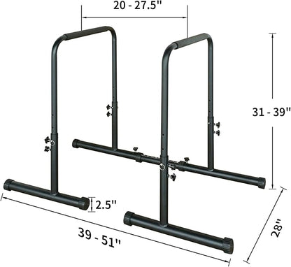 Dip Station Functional Heavy Duty Dip Stands Fitness Workout Dip bar Station Stabilizer Parallette Push Up Stand, Adjustable Dip Bar Station for Home Gym, Calisthenics & Upper Body Workout Equipment