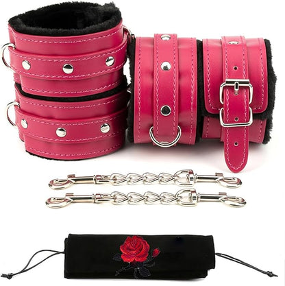 Ankle Straps Wrist Cuffs Leather Padded Fitness Sports Training and Home Gym Workouts - Adjustable Straps for Comfortable Fit and Support