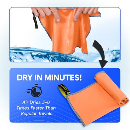 Backpacking Ultralight Quick Dry Microfiber Soft Fast Drying Hand and Face Towel Wash Cloth Camping Yoga Hiking Active Lifestyle Small (Orange, Small)