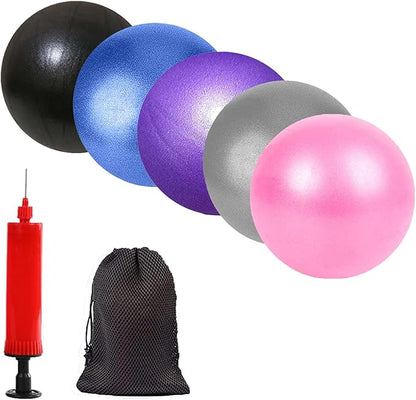 Pilates Exercise Ball for Yoga, Barre, Fitness & Physical Therapy Mini Squishy Balance Ball for Home Workouts Includes Pump for Easy Inflation