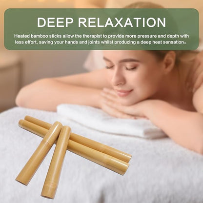 4PCS Hollow Bamboo Massage Sticks 100% Natural Bamboo Massage Tools Full Body Guasha Rollers Tools for Relaxing Muscles/Deep Tissue Massage/Body Shaping/Fatigue Relief (Includes Carry Bag)