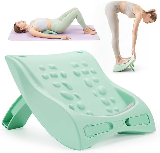 4-in-1 Slant Board & Back Stretcher – Adjustable Calf Stretch Board, Lumbar Pillow, and Foot Rest for Deep Muscle Relief, Post-Workout Recovery, and Injury Prevention