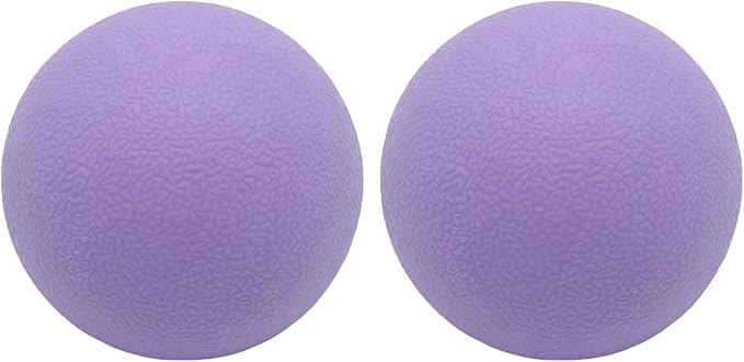 Hard Lacrosse Ball Massage Ball Therapy. Firm Trigger Point Massager Tool for Deep Tissue Yoga Physiotherapy Myofascial Release Muscle Relax Plantar Fasciitis Pain Relief (2 Pack) (Purple)