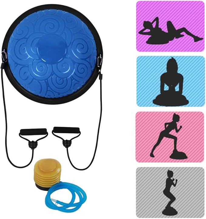 Explosionproof Thicken Balancing Half Ball Trainer, Yoga Pilates Fitness Exercise Equipment with Massage Effect for Coordination Stability Strength Training 18.1x18.1x7.9in