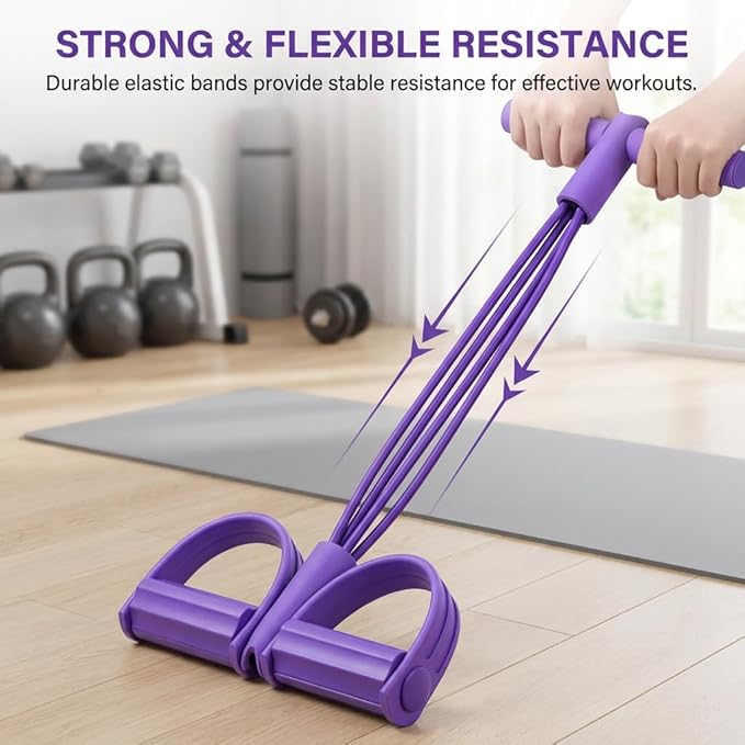 6-Tube Pedal Resistance Band with Handle, Sit up Pull Rope Trainer for Core Strength, Multifunction Portable Home Gym Workout Equipment, Abs Waist Leg Arm Training Fitness Tool