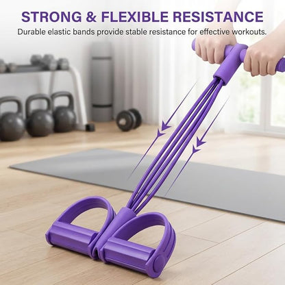 6-Tube Pedal Resistance Band with Handle, Sit up Pull Rope Trainer for Core Strength, Multifunction Portable Home Gym Workout Equipment, Abs Waist Leg Arm Training Fitness Tool