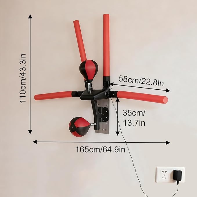 Smart Boxing Speed Trainer,Wall Mount Boxing Bar with 2 Speed Bag,Multifunction Machine with 4 Reaction Bar,2 Mode Setting Height Adjustable for Reaction Speed Stamina