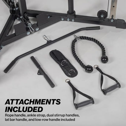 Titan Fitness Plate-Loaded Functional Trainer, Cable Crossover Machine with 660 LB Capacity, Smooth Fiberglass-Reinforced Cables, Multi-Grip Pull-Up Bar, LAT Bar, Low Row, Dual Stirrups