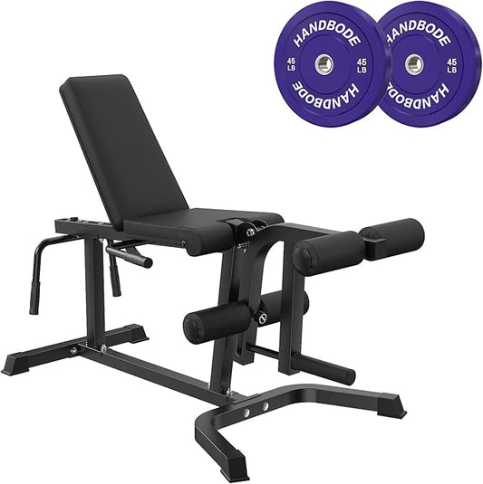 Leg Extension and Curl Machine, Adjustable Leg Curl Machine with Weight Plates Set, Seated Leg Extension and Lying Curl Machine for Lower Body Workouts, Leg Workout Equipment for Home Gym