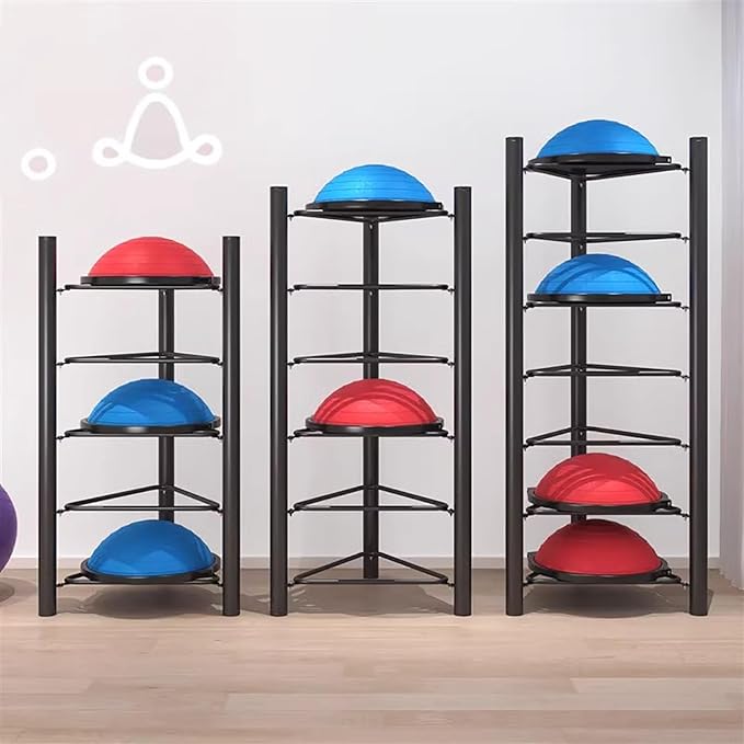 JYDQM Sports Ball Storage Rack Half Ball Balance Trainer Holder Freestanding Exercise Half Ball Stand Rack, Gym/Yoga Studio 5/6 Layer Stability Balls Organizer, Workout Equipment Shelf
