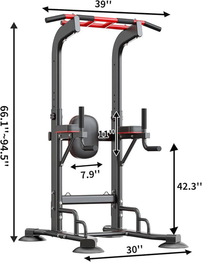 SogesHome Pull Up Bar and Dip Station, Heavy Duty Adjustable Home Gym Equipment for Strength Training, Multifunctional Workout Bar with Resistance Bands – Full Body & Core Exercise