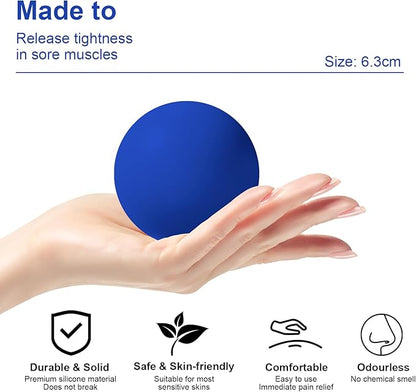 Physical Massage Therapy Ball Set: Lacrosse & Spiky Ball Set for Stress Relief, Muscle Therapy, Myofascial Release, Portable Pain Relief Tool for Gym Office Home Use (Blue-Blue)