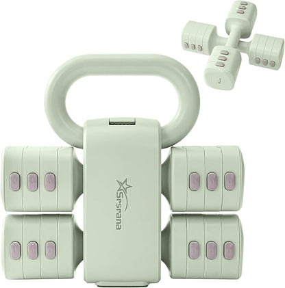 2-in-1 Adjustable Dumbbell & Kettlebell Set for Women (1.1-12.1 lbs), Quick-Change Free Weights for Home Gym, Pilates & Full Body Workout