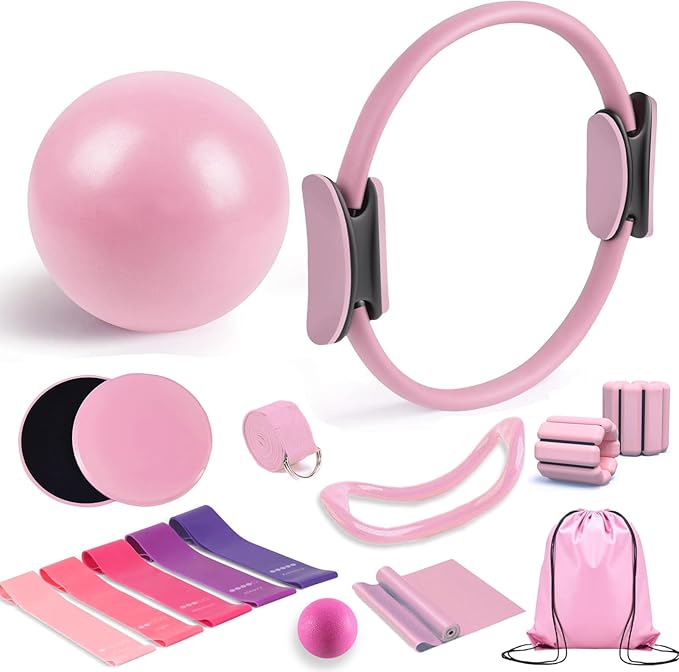 Pilates Kit for Home Workouts - Essential Pilates Equipment Set for Women with Ball & Ring, Home Pilates Accessories for Women & Beginners
