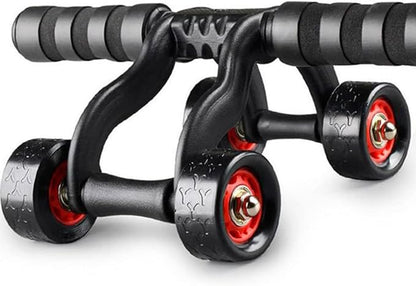 2 Pack 4-Wheel Ab Roller Abdominal Exercise Roller for Six Pack Abs, Core Workout Trainer, Stomach Exercises with Knee Mat, Sport Fitness for Men and Women