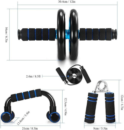 TOMSHOO AB Wheel Roller Kit with Push-Up Bar, Knee Mat, Jump Rope and Hand Gripper - Home Gym Workout for Men Women Core Strength & Abdominal Exercis
