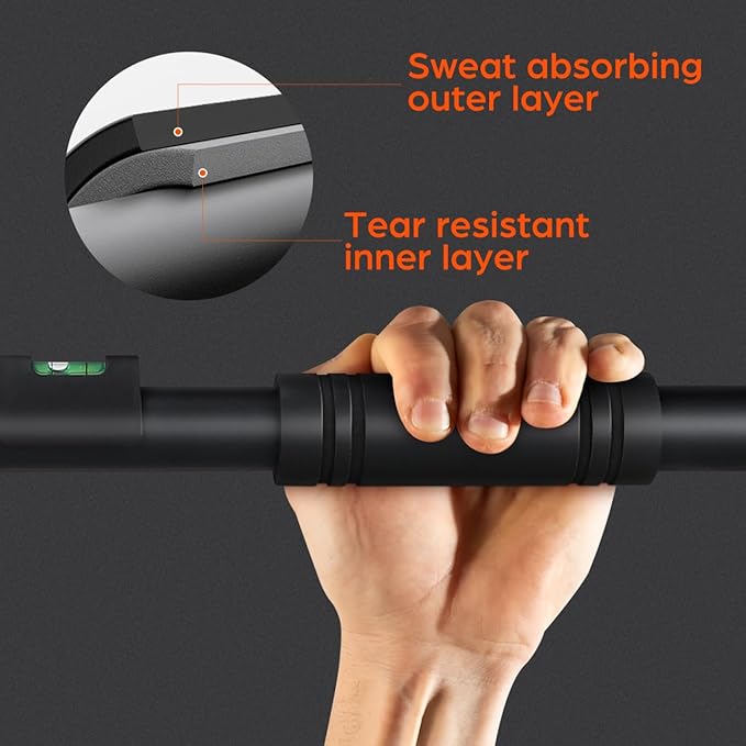 Adjustable Pull up Bar for Doorway 39.37 Inch No Drilling Locking Chin up Bar with Comfortable Grip Home Gym Strength Training Equipment Portable Fitness