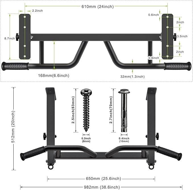 SELEWARE Heavy Duty Welded Pull Up Bar, Versatile Doorway Wall Mount, Joist Mounted, and Ceiling Mounted Chin Up Bars, Thick Metal Sturdy Construction for Full Body Workouts Support 500 lbs