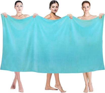 JML Microfiber Bath Sheet Towels for Adult, 2 Pack, 40" x 80", Oversized Bathroom Towel with Hanging Loop, Soft Super Absorbent, Fast Drying, Perfect for Sauna, Sport, Fitness, Yoga, Aquamarine