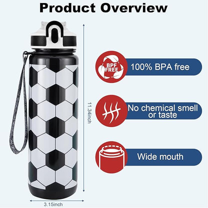 EYQ 32 oz Water Bottle with Time Marker, Carry Strap, Leak-Proof Tritan BPA-Free, Ensure You Drink Enough Water for Fitness, Gym, Camping, Outdoor Sports