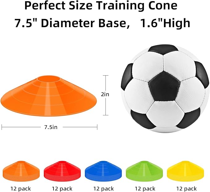 60/120 Pack Agile Soccer Cones with Portable Bags & Brackets,Sports Cones,cones for sports training，soccer cones for training，soccer training equipment，Agile Soccer Cones Used for Football Training
