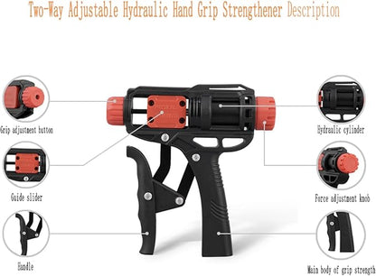 Grip Strength Trainer, Adjustable Hydraulic Hand Grip Strengthener for Strength Training, Wrist Strength with Adjustable (50-165lbs) for Man and Women Hand Grip Strength Trainer