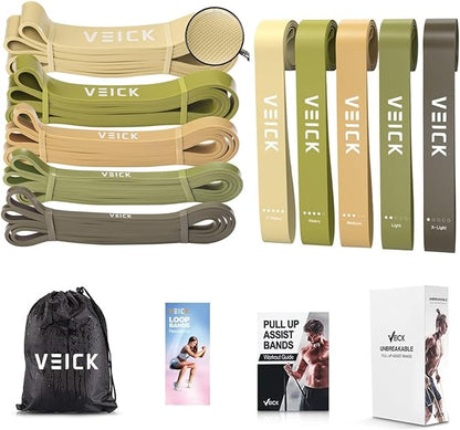 VEICK Resistance Bands for Working Out, Exercise Bands, Workout Bands, Pull Up Assistance Bands, Long Heavy Stretch Bands Set for Men Women, Power Weight Gym at Home Fitness Equipment