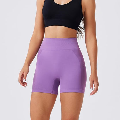 Evercute Women's Gym Shorts 3/4 Pack Seamless Scrunch Butt Lifting Workout Shorts 5" Tummy Control Ruched Booty Yoga Short