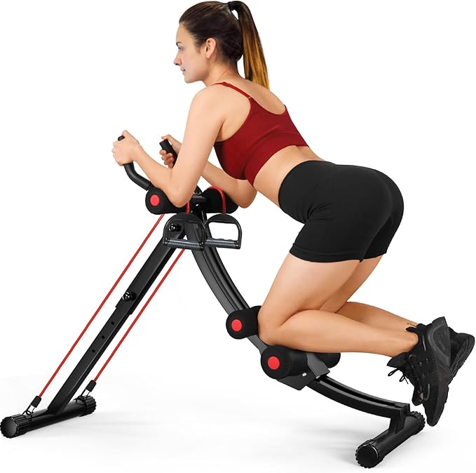 Ab Workout Equipment, Ab Machine for Women, Adjustable Core Abdominal Exercise Fitness Equipment, Foldable Waist Trainer Ab Crunch Home Gym Systems for Beginners
